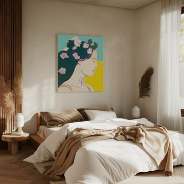 Serene Floral Portrait | Canvas - Room Interior 2