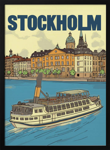 Stockholm Steamboat Journey | Poster - Black Metal Frame Interior