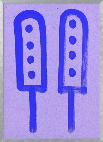 Retro Blue Ice Pops | Poster - Silver Frame Interior
