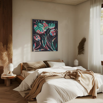 Vibrant Abstract Blooms | Canvas - Room Interior 2