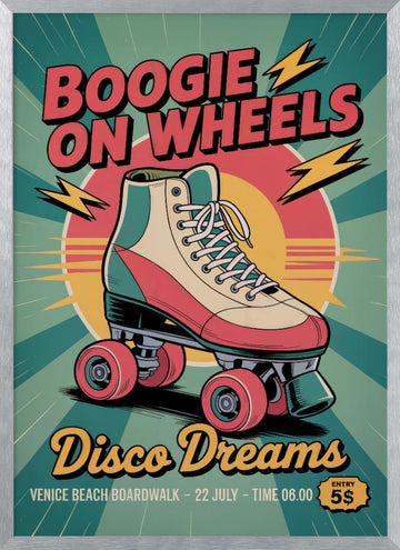 Boogie Wheels Disco Dreams | Poster - Silver Frame Interior