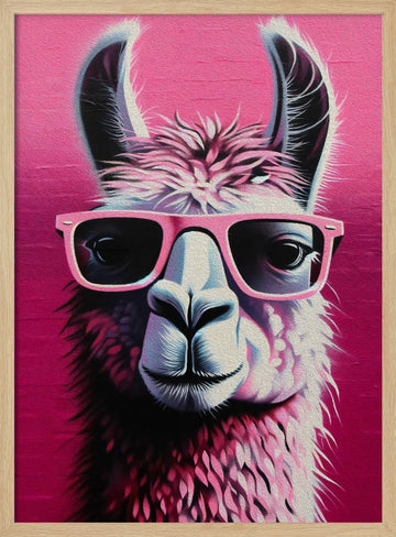 Pink Llama Shades | Poster - Wood Frame Interior