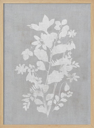 White Floral Silhouette | Poster - Wood Frame Interior