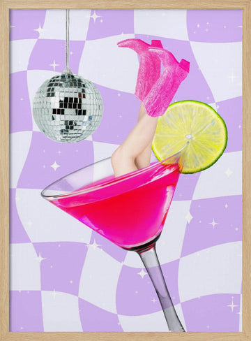 Disco Drink Delight | Poster - Wood Frame Interior