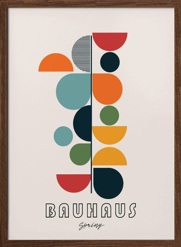 Bauhaus Geometric Spring | Poster - Walnut Frame Interior
