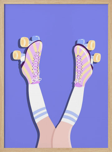Retro Roller Skates | Poster - Wood Frame Interior