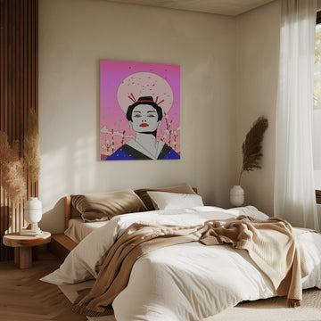 Serene Geisha Moon | Canvas - Room Interior 2