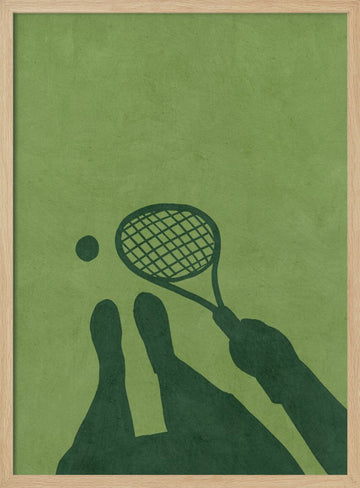 Minimalist Tennis Player | Poster - Wood Frame Interior