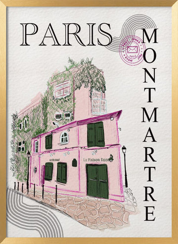 La Maison Rose Montmartre Paris | Poster - Gold Frame Interior