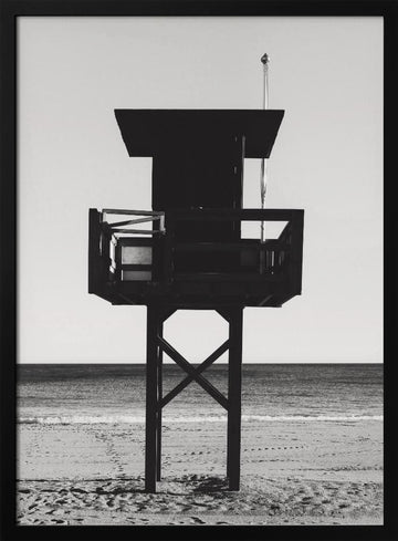 Black And White Beach Stand | Poster - Black Metal Frame Interior