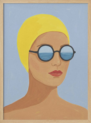Ocean Gaze Swimmer | Poster - Wood Frame Interior