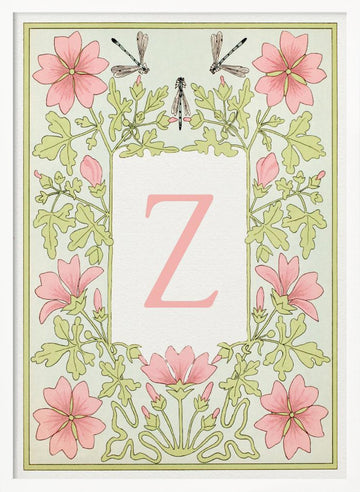 Elegant Floral Letter Z | Poster - White Frame Interior