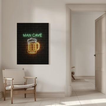 Man Cave Neon Beer Mug | Canvas - Room Interior 1