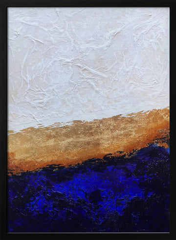 Deep Blue Gold Abstract | Poster - Black Metal Frame Interior