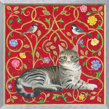 Floral Feline Harmony | Poster - Silver Frame Interior