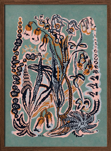 Ethereal Ocean Garden | Poster - Walnut Frame Interior
