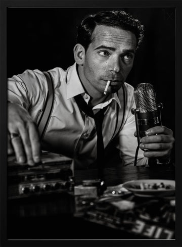 Smoking Radio Host | Poster - Black Metal Frame Interior