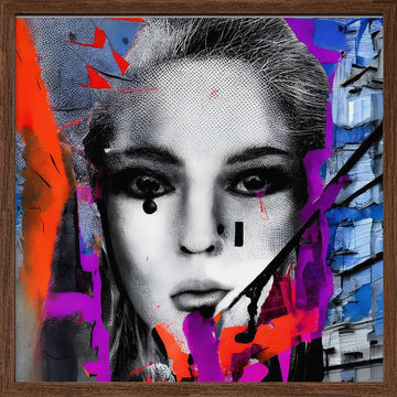 Vibrant Abstract Portrait | Poster - Walnut Frame Interior