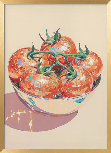 Disco Tomato Still Life | Poster - Gold Frame Interior