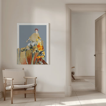 Golden Floral Woman | Canvas - Room Interior 1