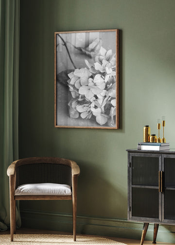 Monochrome Hydrangea Still Life | Poster - Room Interior 2