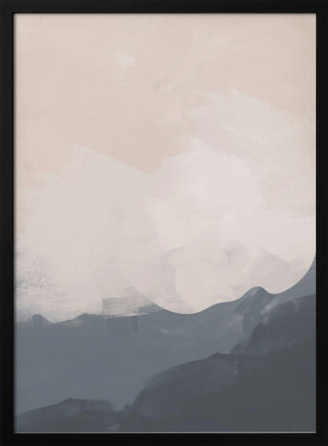 Misty Mountain Abstract | Poster - Black Metal Frame Interior