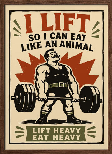Strongman Gym Humor | Poster - Walnut Frame Interior