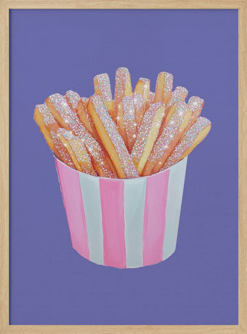 Sparkly Pink Fries | Poster - Wood Frame Interior