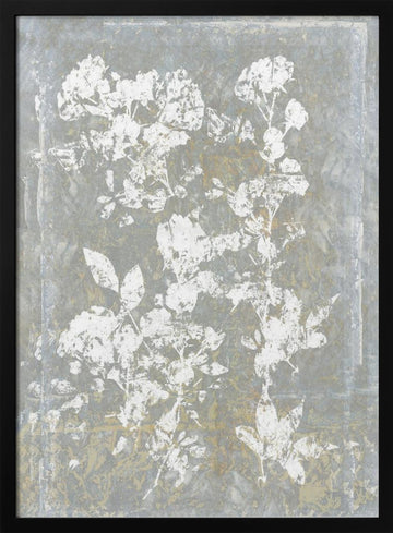 Faded Floral Silhouette | Poster - Black Metal Frame Interior
