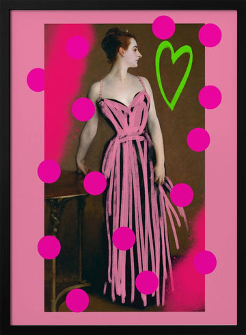 Pink Graffiti Lady | Poster - Black Metal Frame Interior