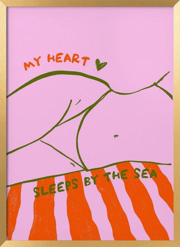 Heart Sleeps By The Sea | Poster - Gold Frame Interior