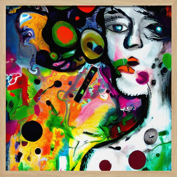 Vibrant Abstract Face | Poster - Wood Frame Interior
