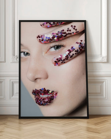 Glitter Heart Lips | Poster - Room Interior 1