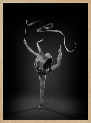 Elegant Ribbon Gymnast | Poster - Wood Frame Interior