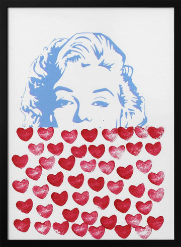 Pop Art Marilyn Hearts | Poster - Black Metal Frame Interior