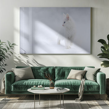 White Kitten in Snow | Poster - Room Interior 1