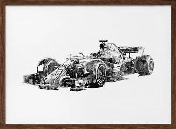 Dynamic F1 Race Car | Poster - Walnut Frame Interior