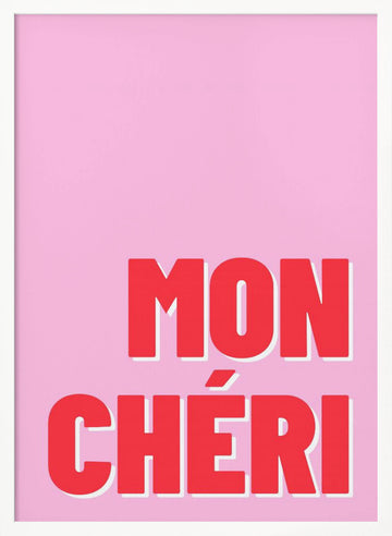 Mon Cheri Love Typography | Poster - White Frame Interior