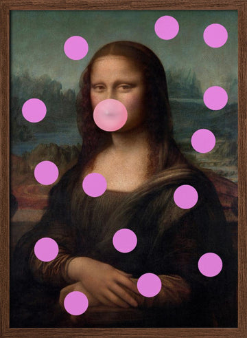 Mona Lisa Bubblegum Pop | Poster - Walnut Frame Interior