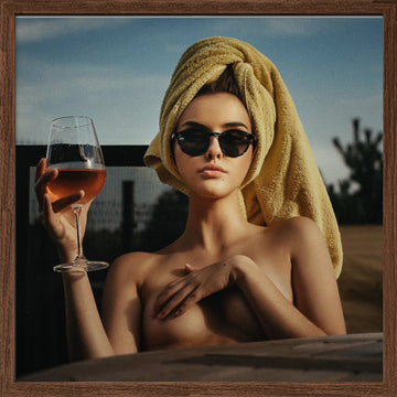 Summer Wine And Glamour | Poster - Walnut Frame Interior