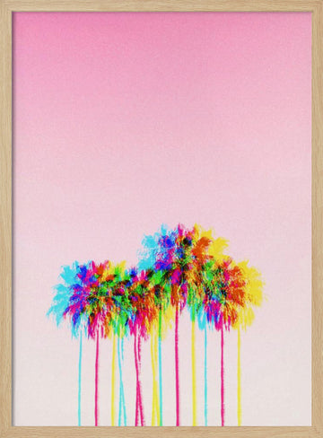 Vibrant Pink Palms | Poster - Wood Frame Interior