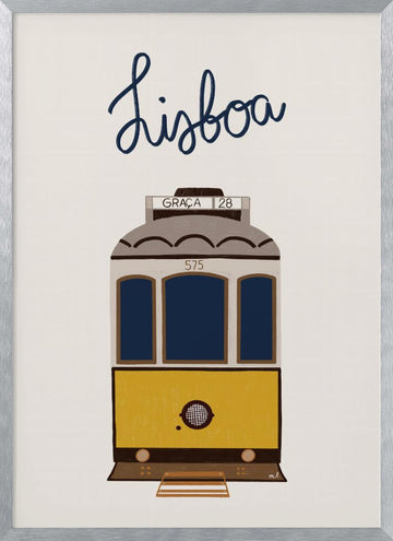 Iconic Lisbon Tram | Poster - Silver Frame Interior