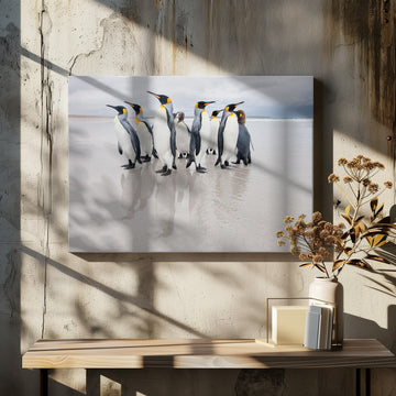 King Penguins on Beach | Canvas - Room Interior 2