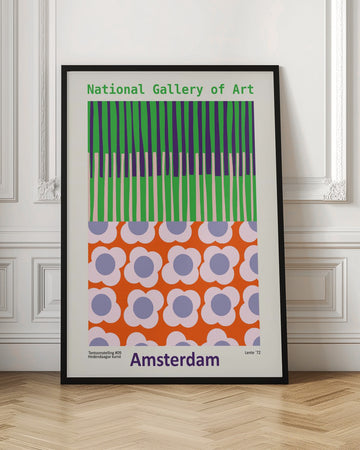 Retro Floral Stripes | Poster - Room Interior 1