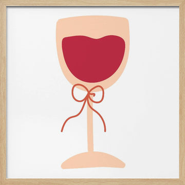 Romantic Red Wine Glass | Poster - Wood Frame Interior