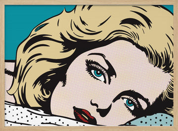 Pensive Pop Art Woman | Poster - Wood Frame Interior