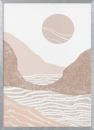 Boho Mountain Sun | Poster - Silver Frame Interior