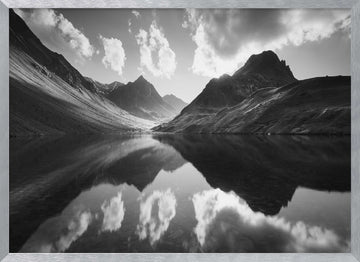 Serene Mountain Reflections | Poster - Silver Frame Interior