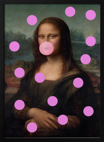 Mona Lisa Bubblegum Pop | Poster - Black Metal Frame Interior