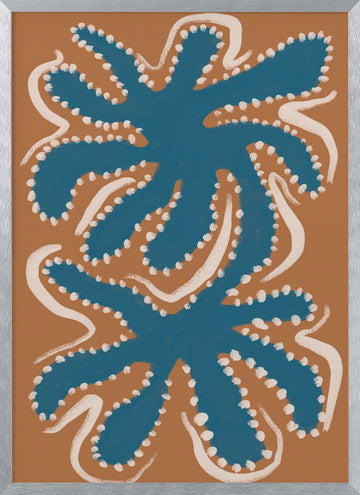 Organic Blue Shapes | Poster - Silver Frame Interior